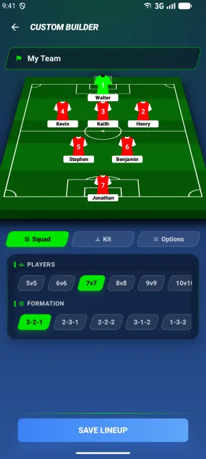 Custom Builder with a seven-a-side team built from scratch