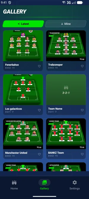 The gallery, showing lineups other people just built