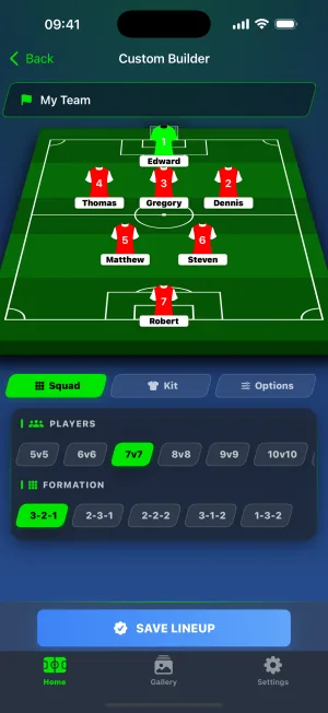 Custom Builder with a seven-a-side team built from scratch