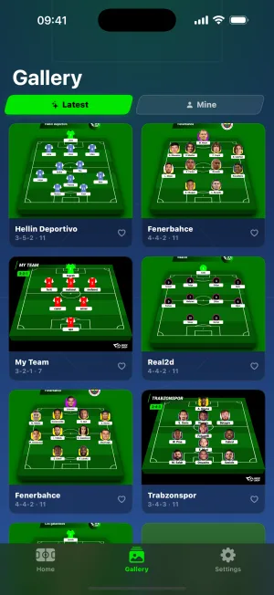 The gallery, showing lineups other people just built